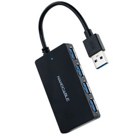 Nano Cable Hub USB 3.0 con 4 Puertos USB-A, Interfaz Plug & Play, Negro - 10.16.4403